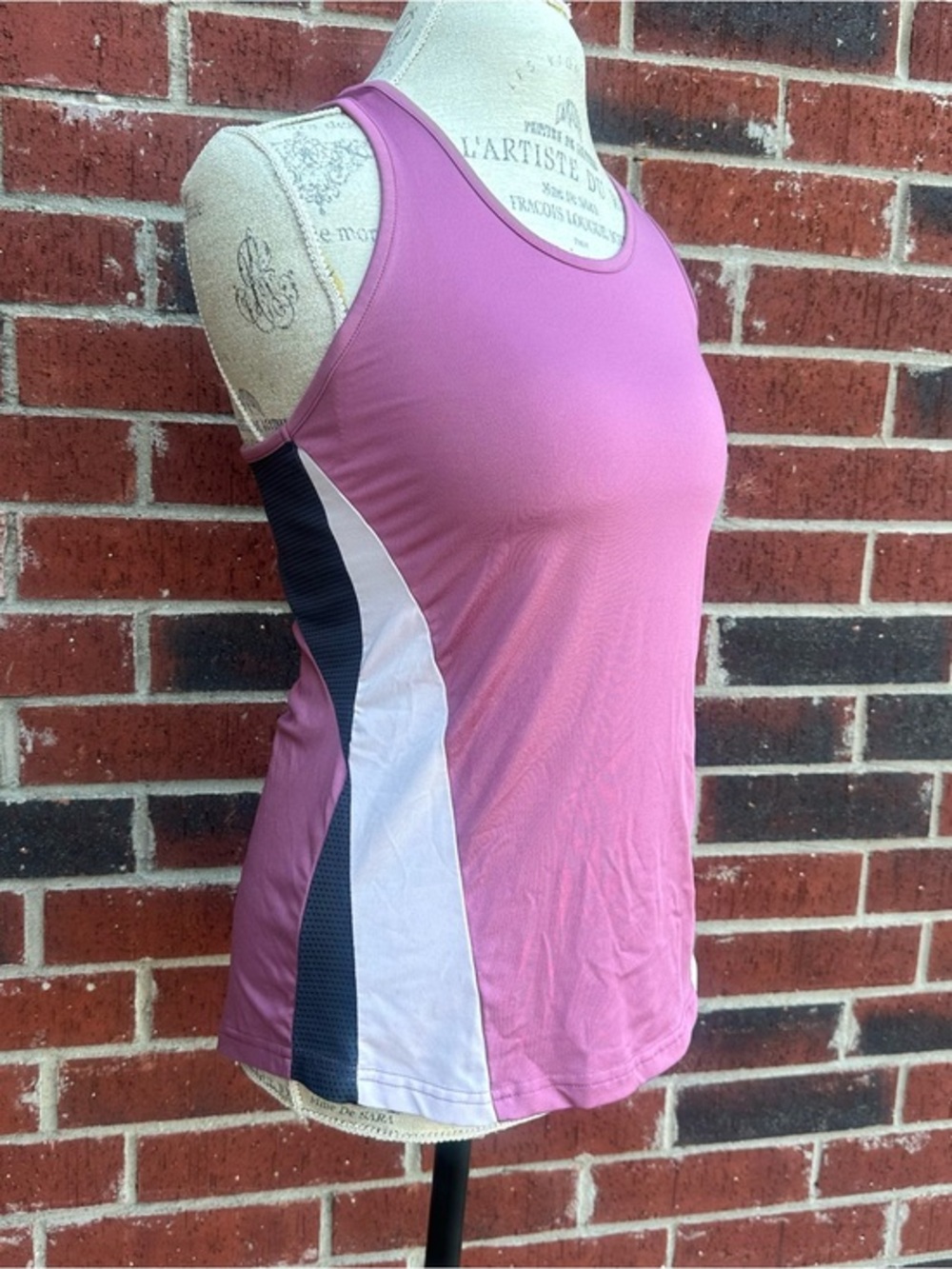bcg Pink Racerback Tank with Black and Light Pink Panels PM7